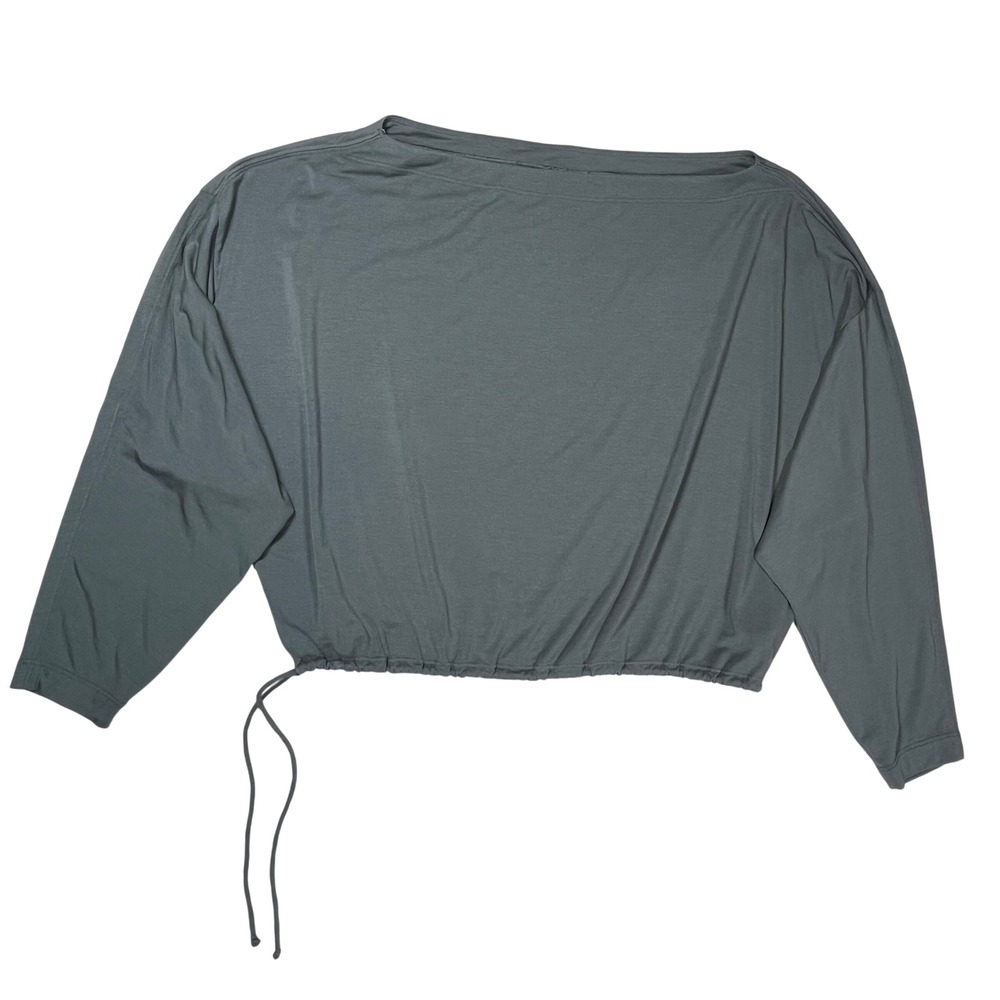 Athleta Long Sleeve Top Women Small‎ Green Cropped Drawstring Hem Dolman Sleeves